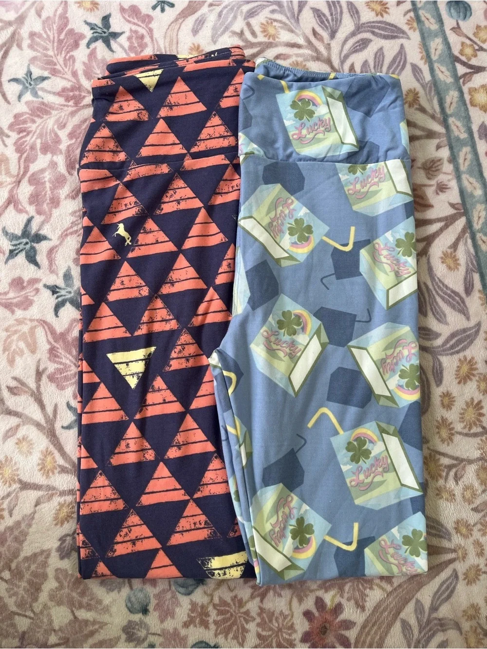 LuLaRoe Mixed Printed Leggings Bundle - Blue, Coral, Gray, Multicolor, Teal